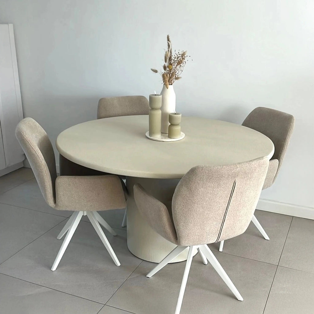 Table à Manger Ronde en Béton Ciré MIRA - De 100 à 140 cm Hawali Home