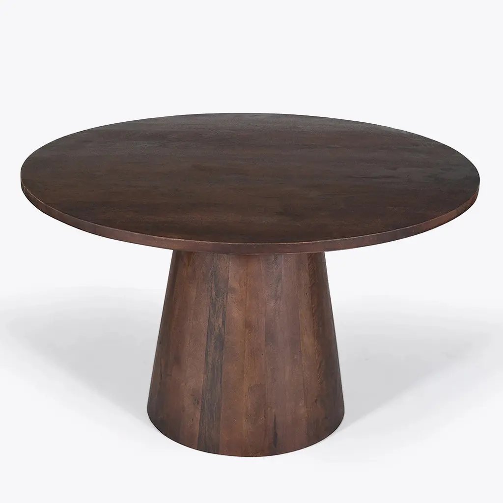 Table à Manger Ronde en Bois de Manguier DARK WOODY - 130 cm Hawali Home