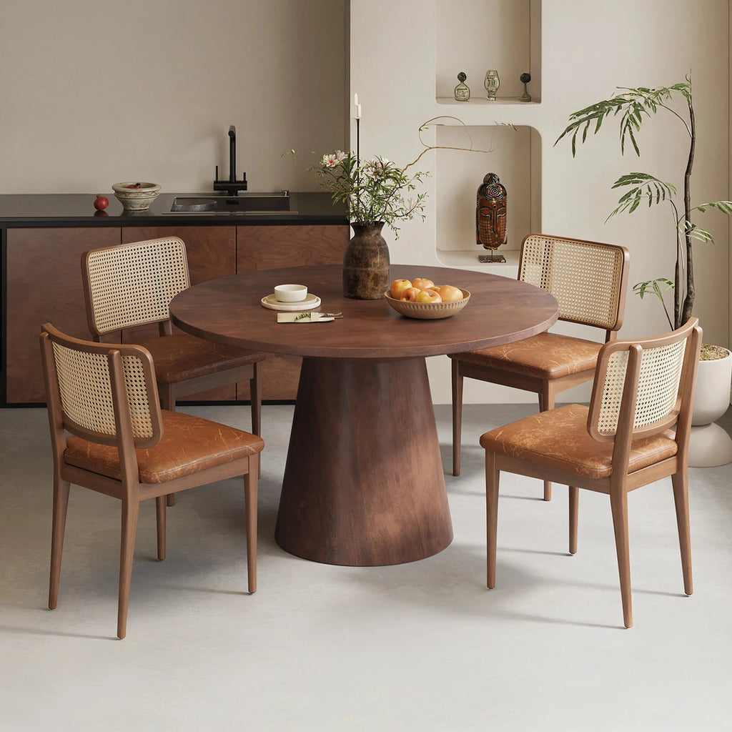 Table à Manger Ronde en Bois de Manguier DARK WOODY - 130 cm Hawali Home