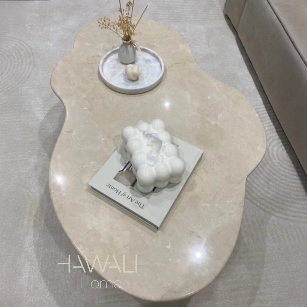Table Basse en Marbre WAVY - 120 x 60 cm Hawali Home