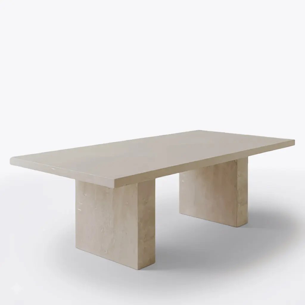 Table à Manger Rectangle en Travertin LAMYA - De 160 à 220 cm Hawali Home