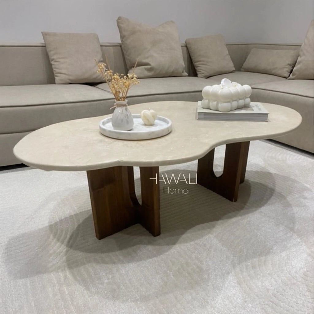 Table Basse en Marbre WAVY - 120 x 60 cm Hawali Home