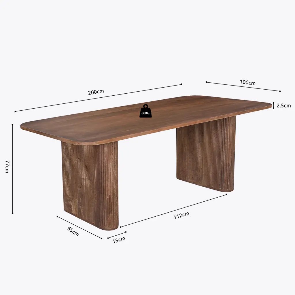 Table à Manger Ovale en Bois de Manguier Brun Clair WOODY - 200 cm Hawali Home