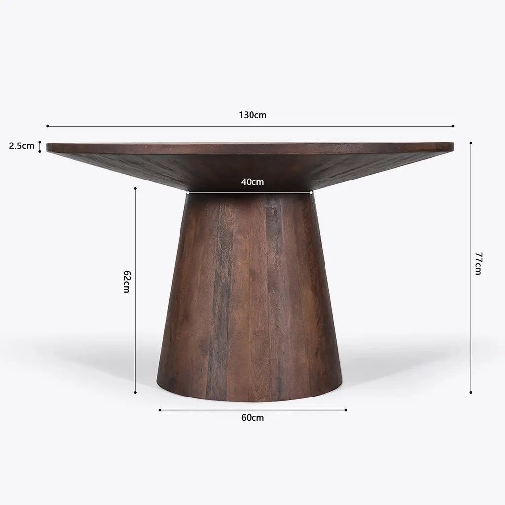 Table à Manger Ronde en Bois de Manguier DARK WOODY - 130 cm Hawali Home
