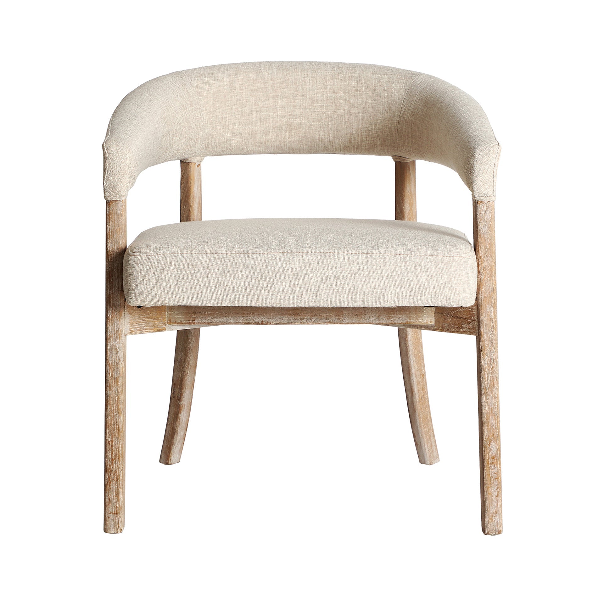 Chaise de Salle à Manger en Bois d'Orme Tissu Lin Beige KAI - 58 x 61 cm KODU