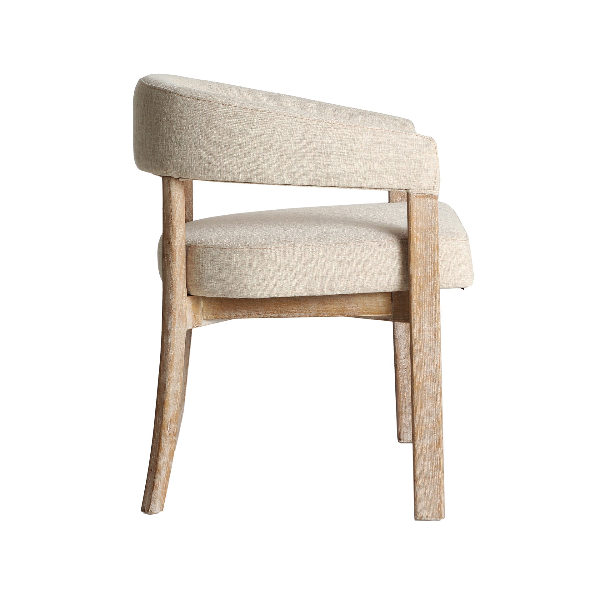 Chaise de Salle à Manger en Bois d'Orme Tissu Lin Beige KAI - 58 x 61 cm KODU