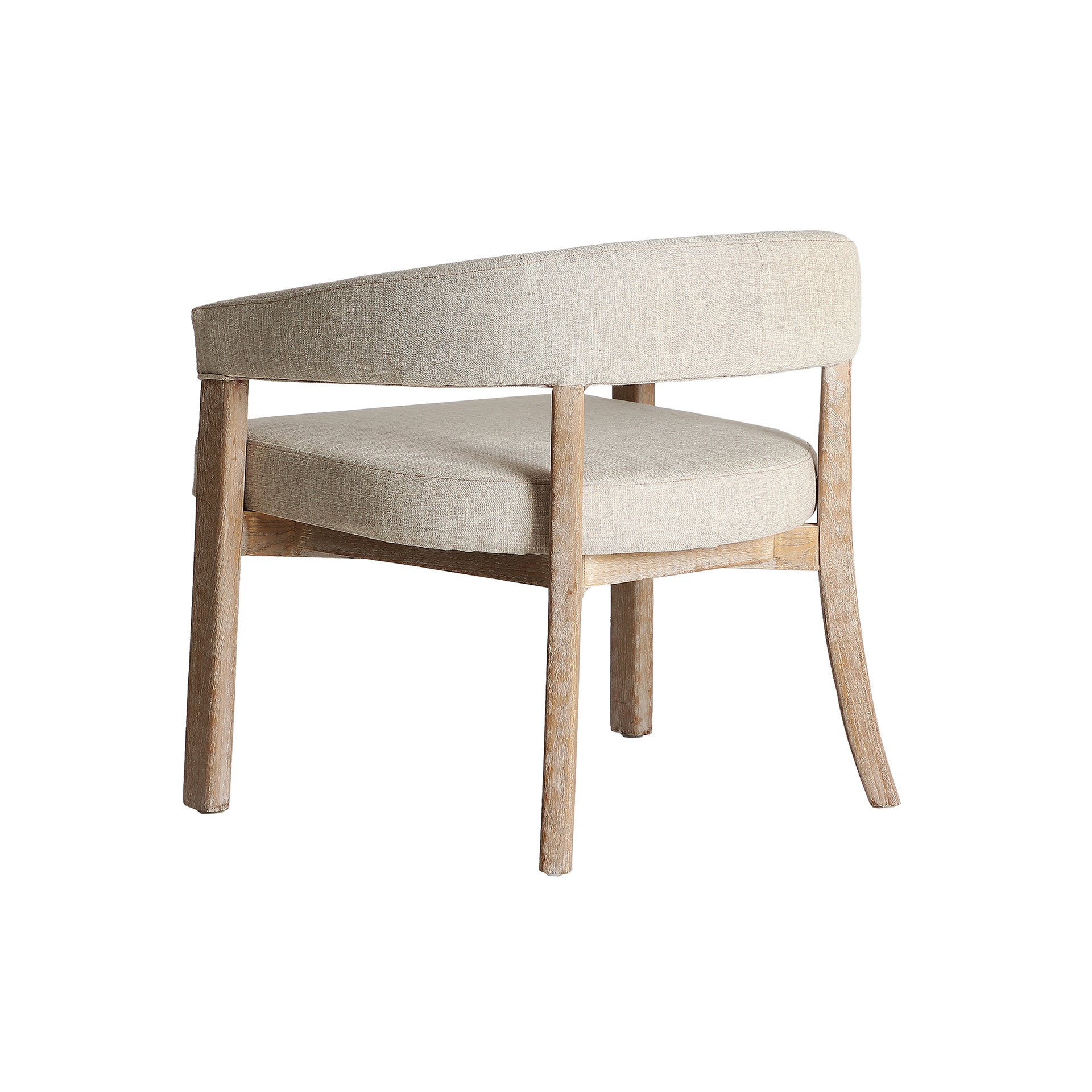 Chaise de Salle à Manger en Bois d'Orme Tissu Lin Beige KAI - 58 x 61 cm KODU