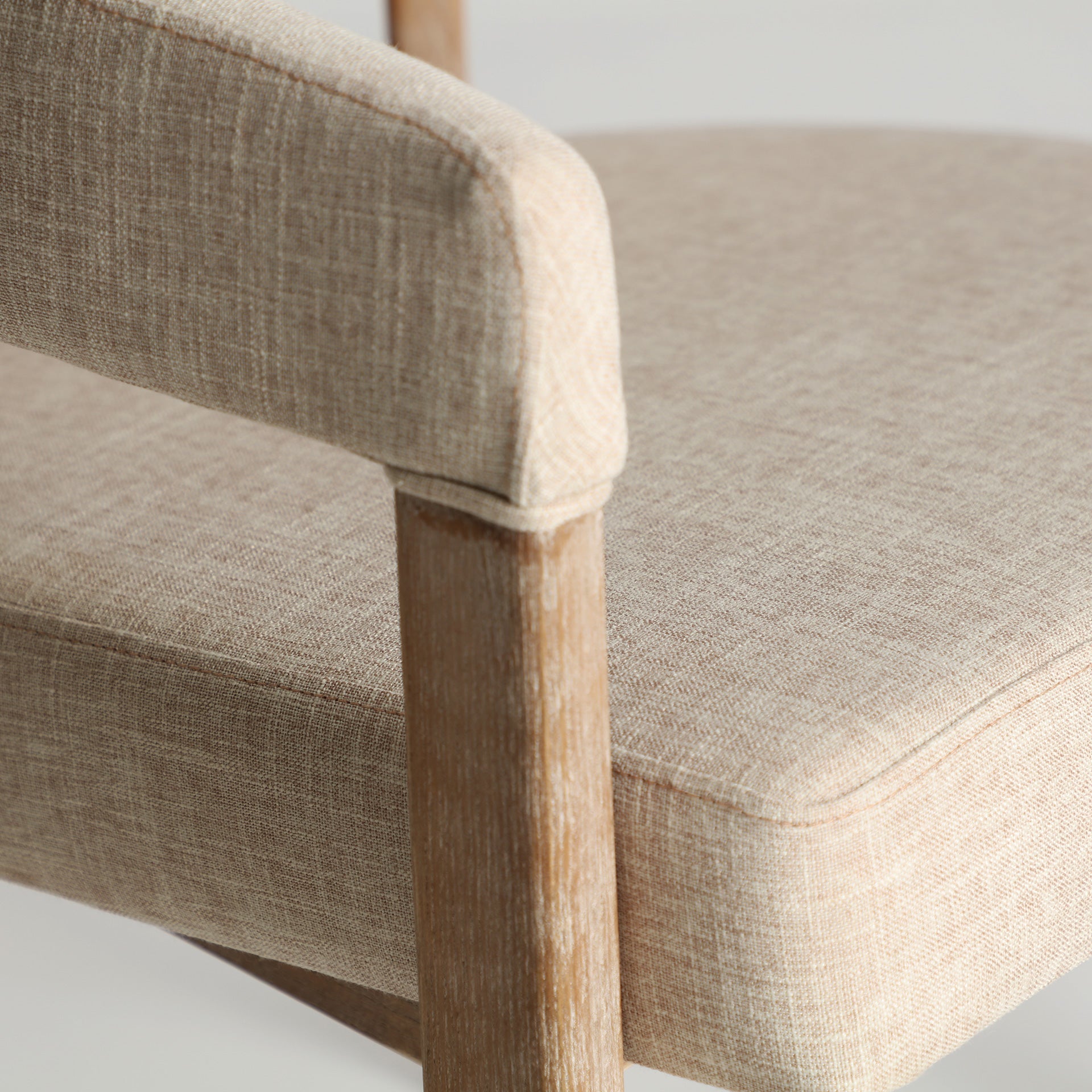Chaise de Salle à Manger en Bois d'Orme Tissu Lin Beige KAI - 58 x 61 cm KODU