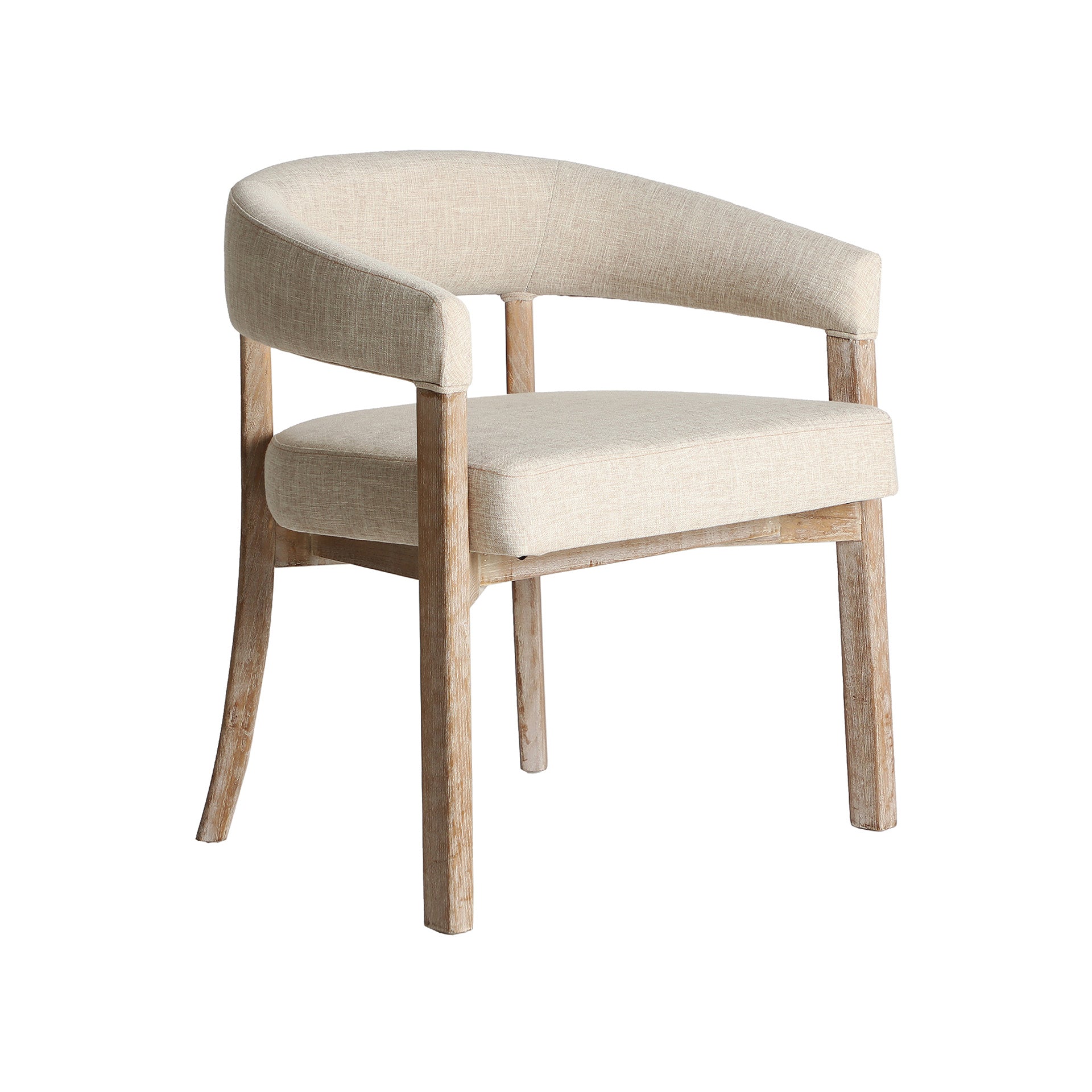 Chaise de Salle à Manger en Bois d'Orme Tissu Lin Beige KAI - 58 x 61 cm KODU