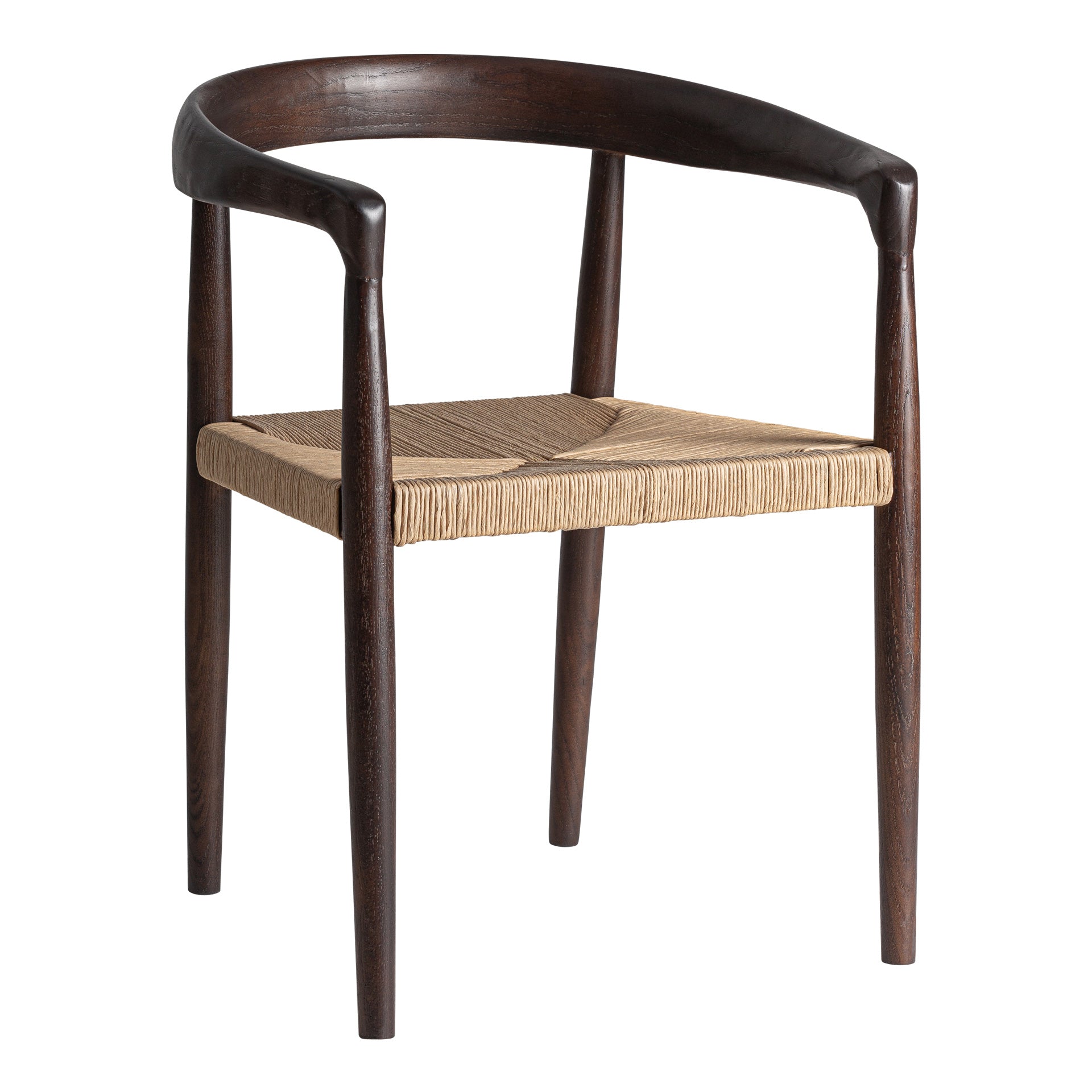 Chaise de Salle à Manger avec Accoudoirs en Bois d'Orme Couleur Wenge LEYNIE - 52 x 54 cm KODU