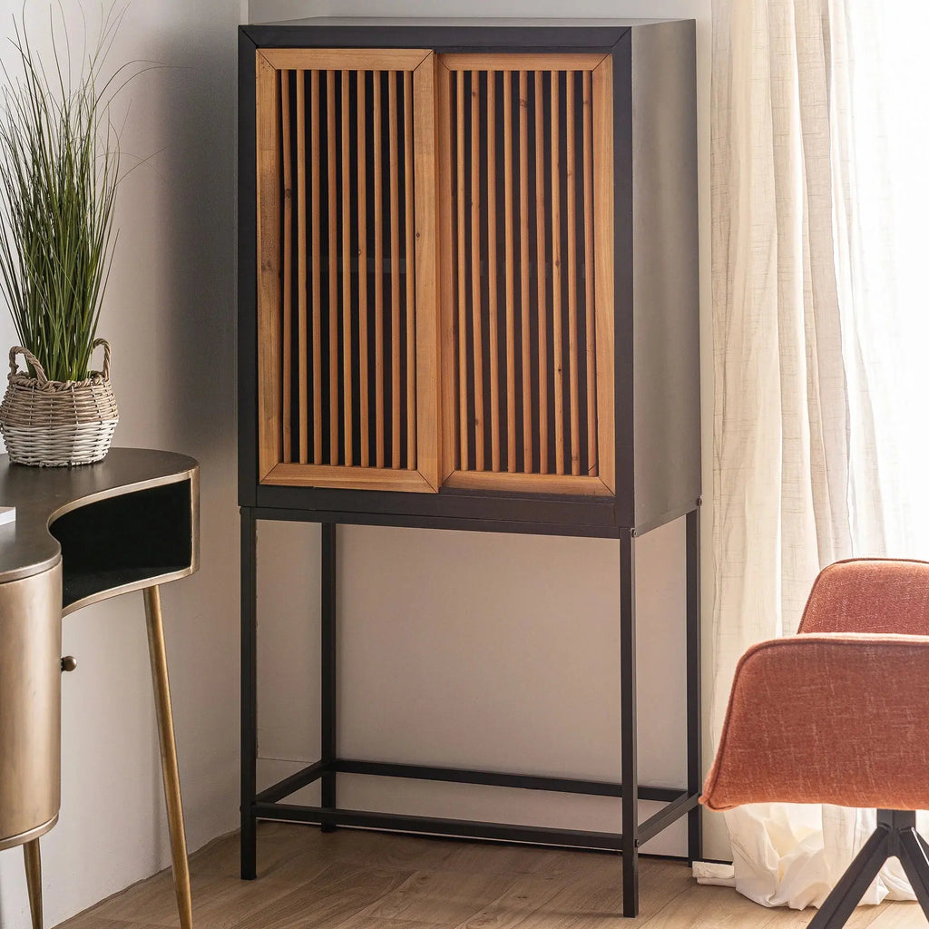Armoire 2 Portes en Bois Clair LOMQUI - 140 cm KODU