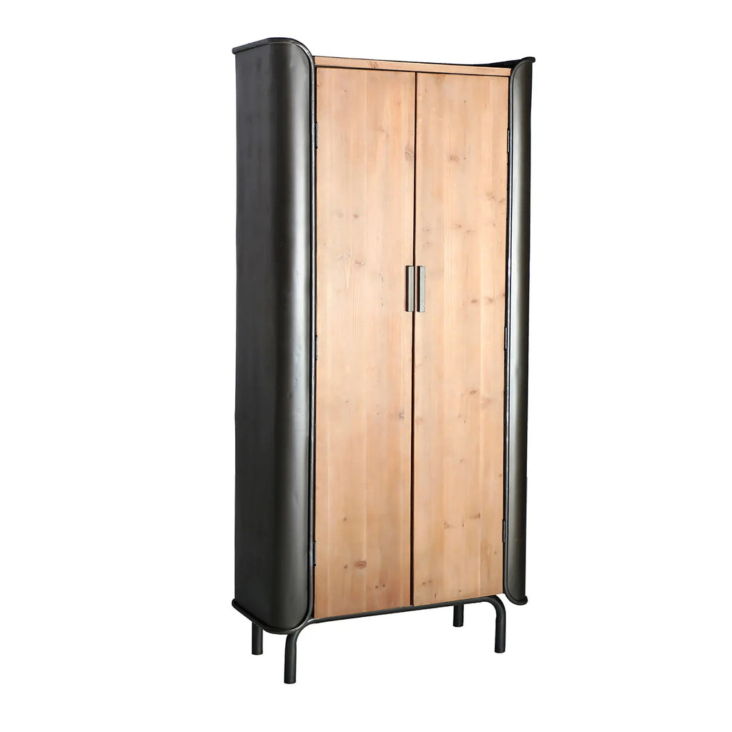 Armoire 2 Portes en Bois de Sapin et Métal BRIEC - 171 cm KODU