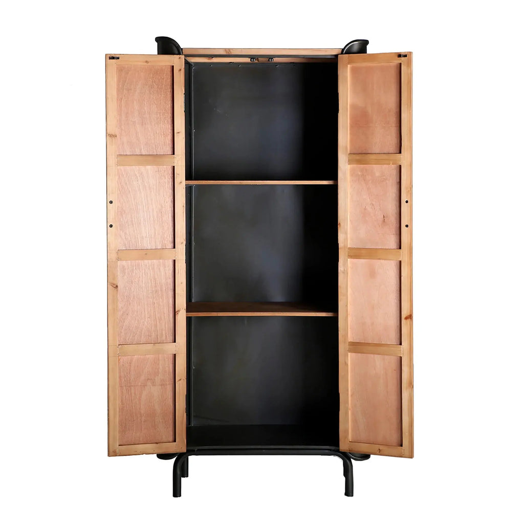 Armoire 2 Portes en Bois de Sapin et Métal BRIEC - 171 cm KODU