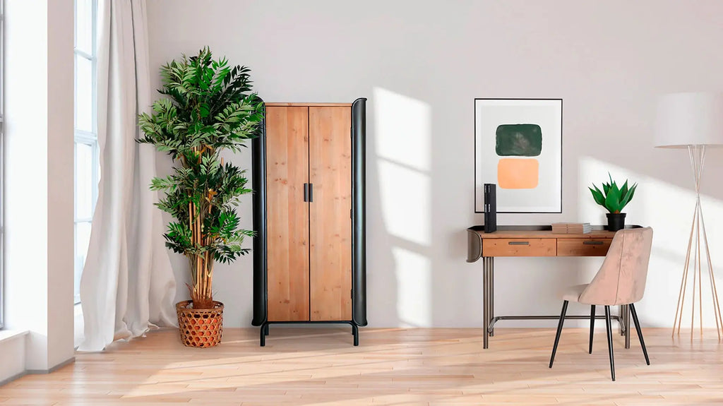 Armoire 2 Portes en Bois de Sapin et Métal BRIEC - 171 cm KODU
