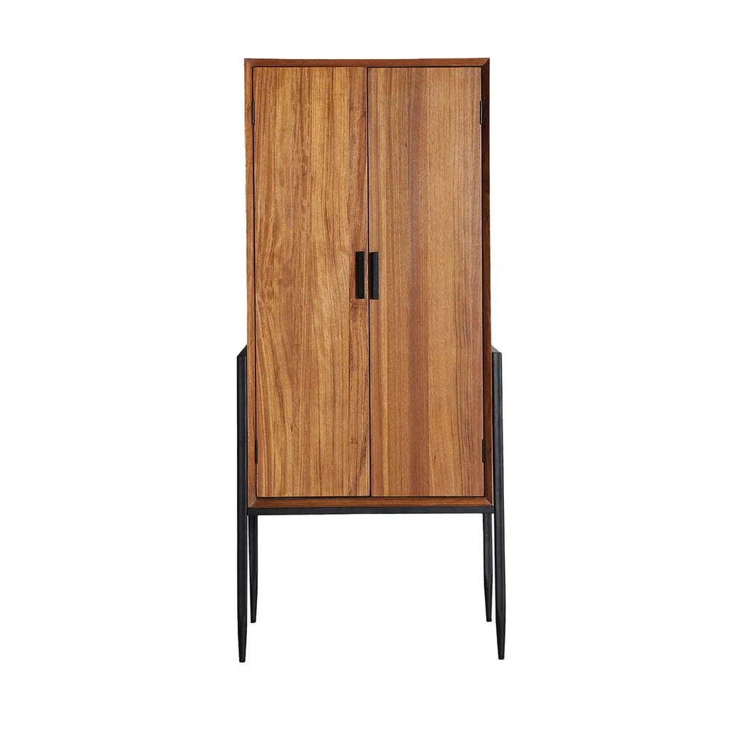Armoire 2 Portes en Bois de Sapin et Métal LAURIS - 160 cm KODU