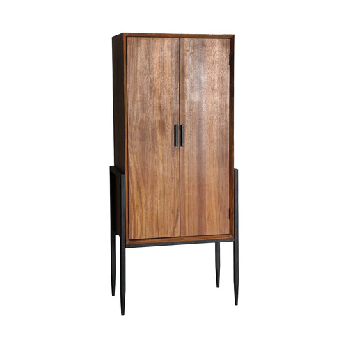 Armoire 2 Portes en Bois de Sapin et Métal LAURIS - 160 cm KODU