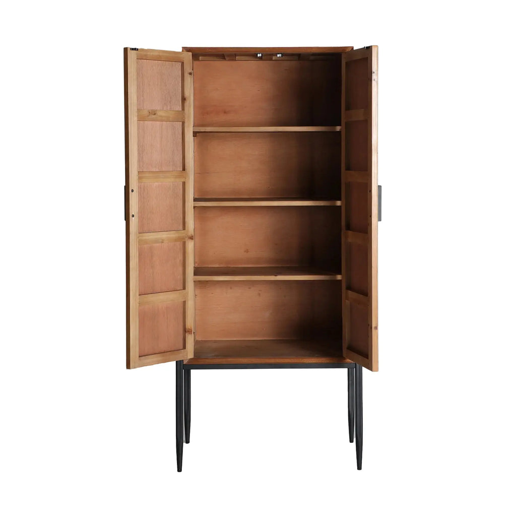 Armoire 2 Portes en Bois de Sapin et Métal LAURIS - 160 cm KODU