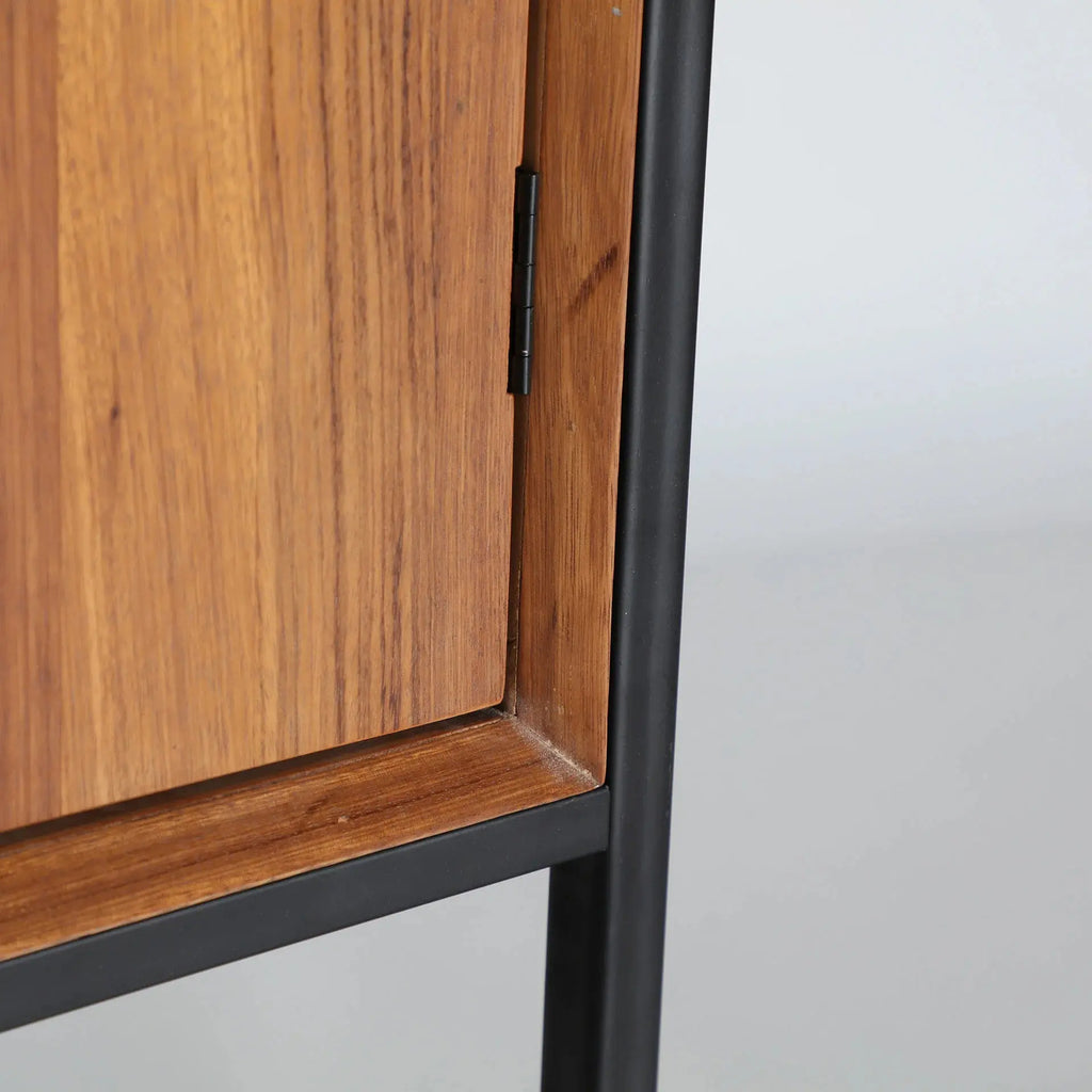 Armoire 2 Portes en Bois de Sapin et Métal LAURIS - 160 cm KODU