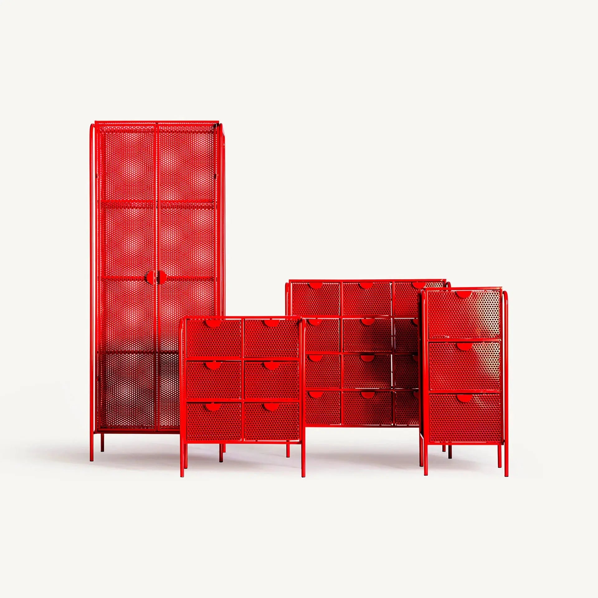 Armoire 2 Portes en Métal Rouge ARVERT - 180 cm KODU