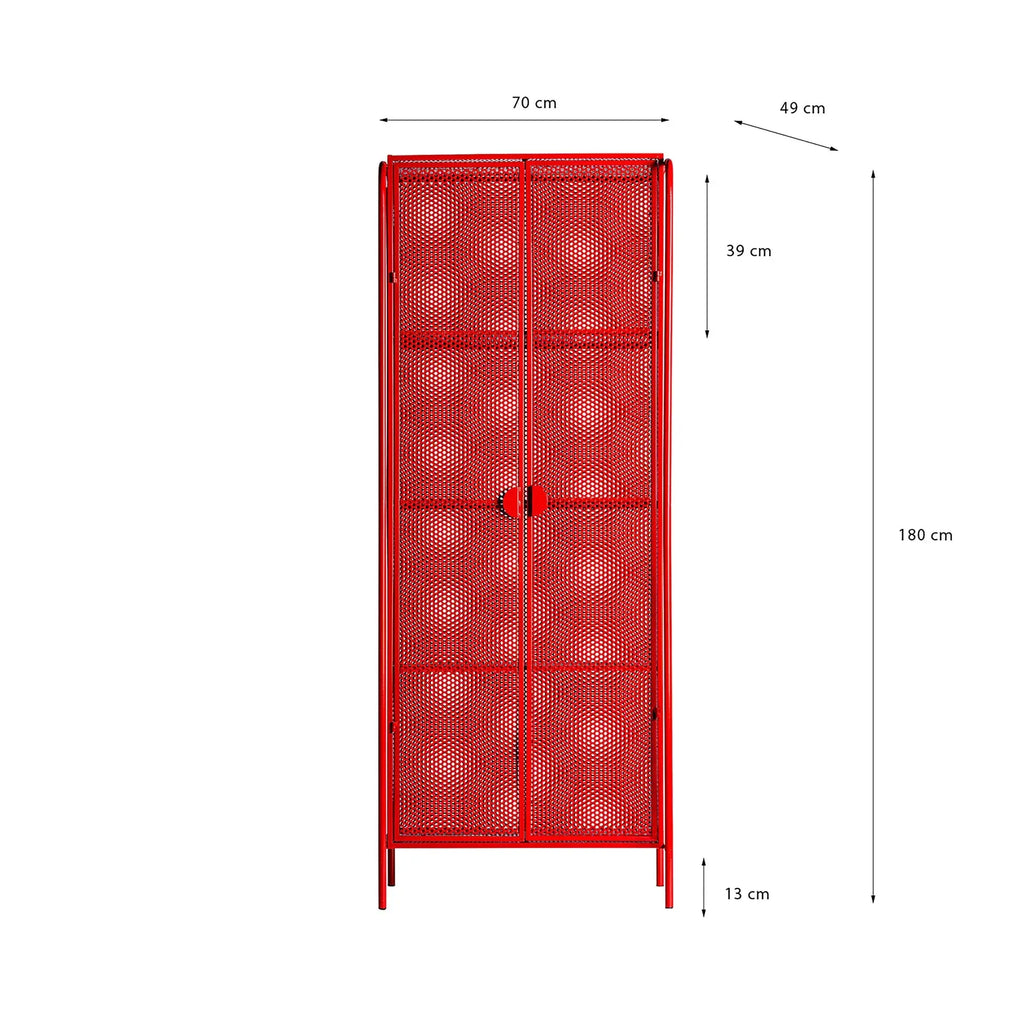 Armoire 2 Portes en Métal Rouge ARVERT - 180 cm KODU