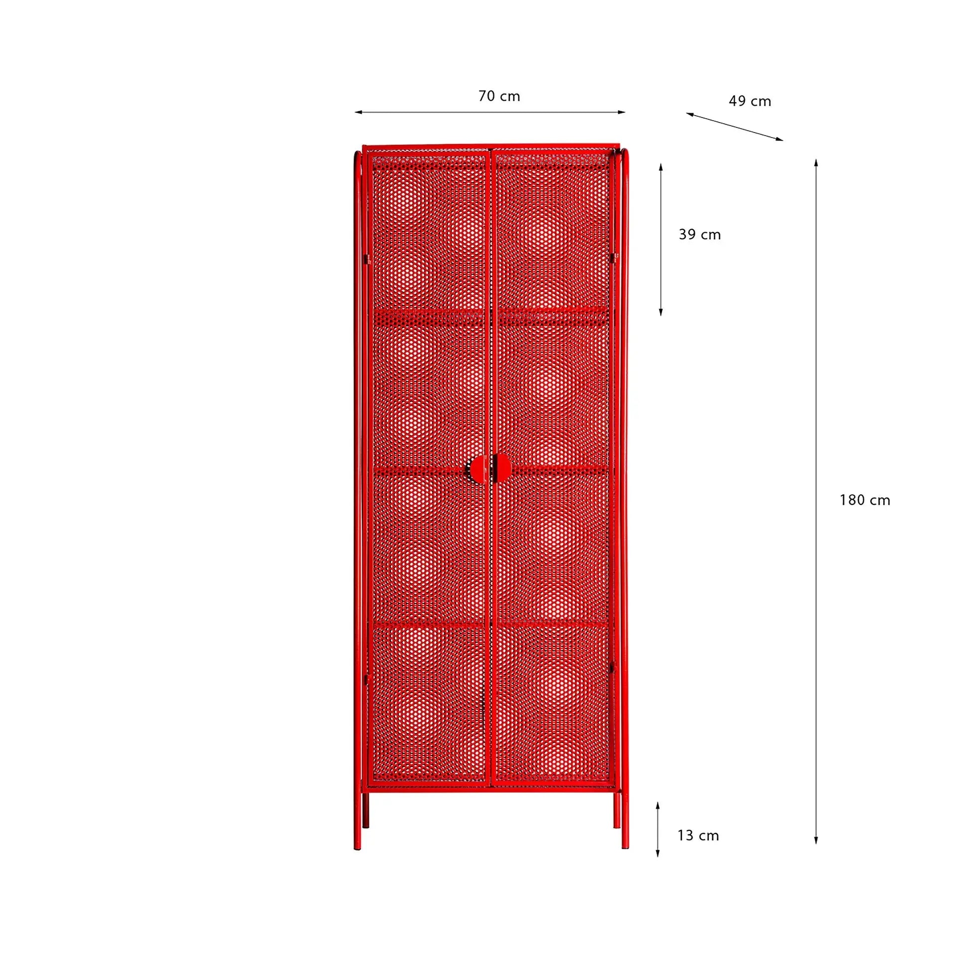 Armoire 2 Portes en Métal Rouge ARVERT - 180 cm KODU
