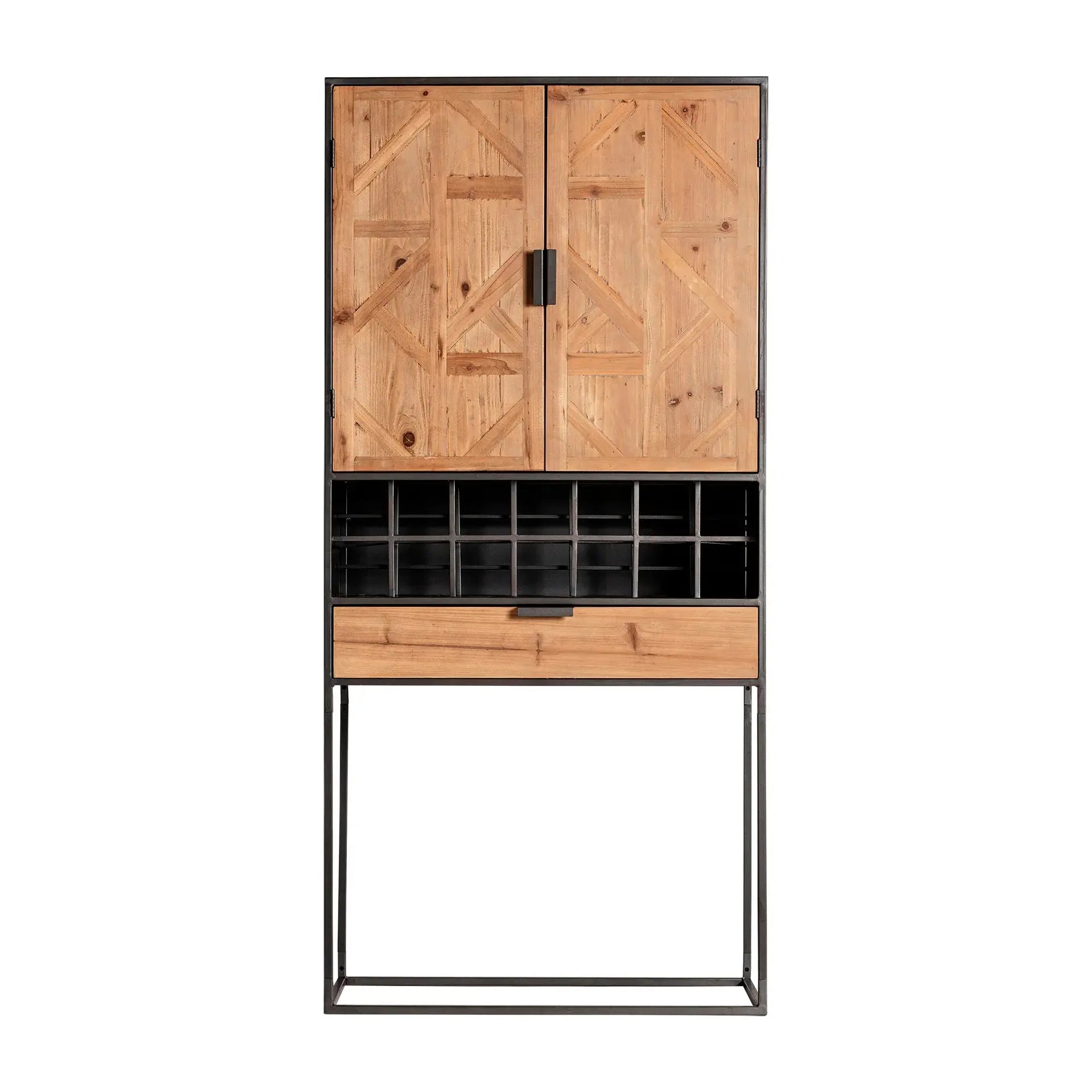 Armoire Bar en Bois de Sapin et Métal LONGFORD - 170 cm KODU