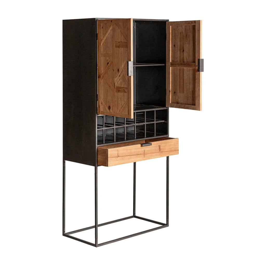 Armoire Bar en Bois de Sapin et Métal LONGFORD - 170 cm KODU