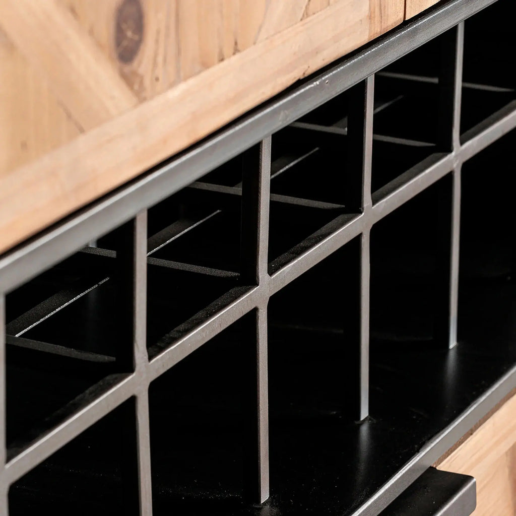 Armoire Bar en Bois de Sapin et Métal LONGFORD - 170 cm KODU