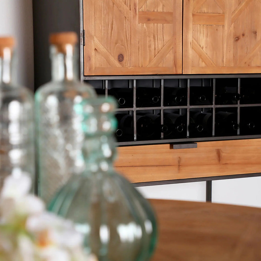 Armoire Bar en Bois de Sapin et Métal LONGFORD - 170 cm KODU