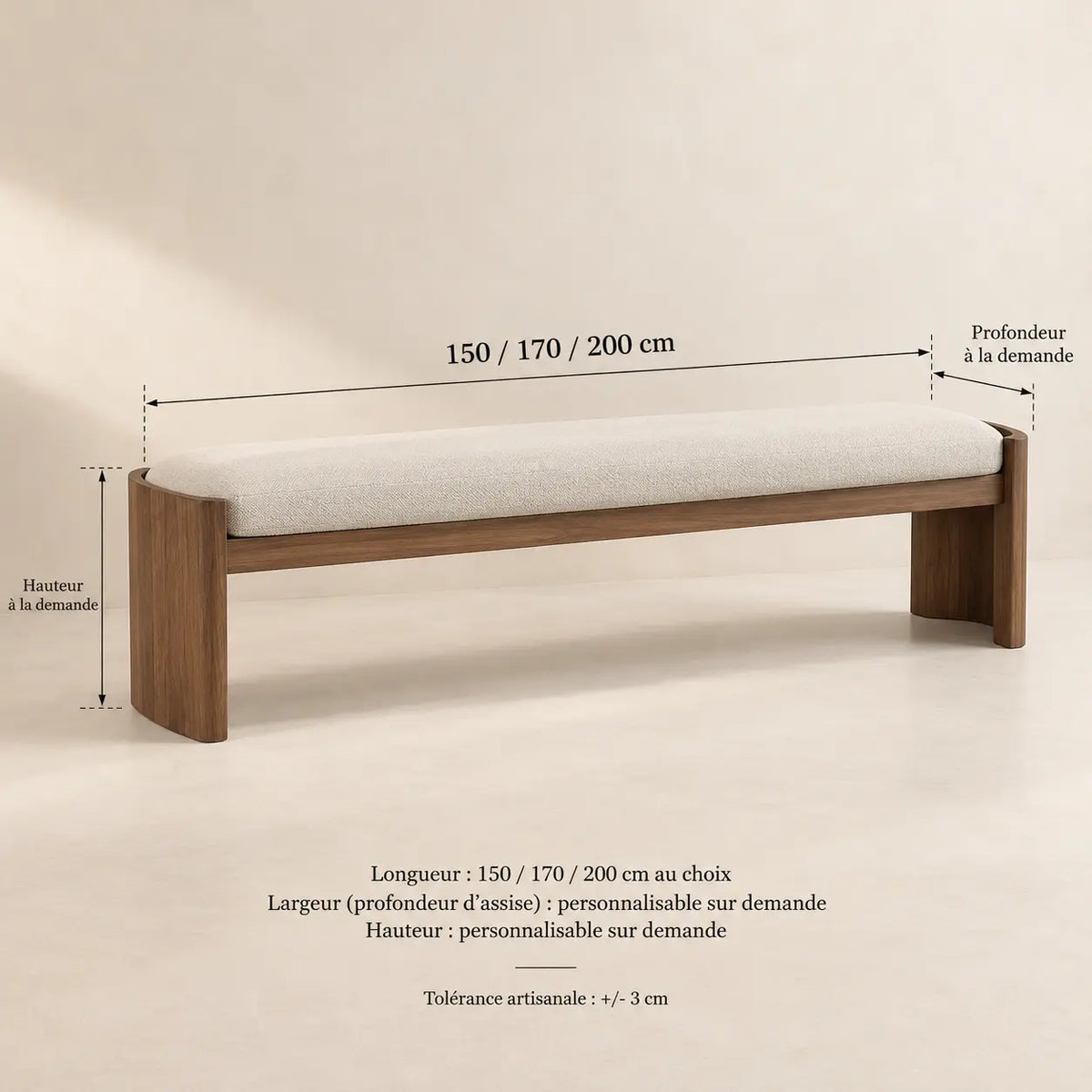 Banc en Bois YSY - 150 à 200 cm Hawali Home