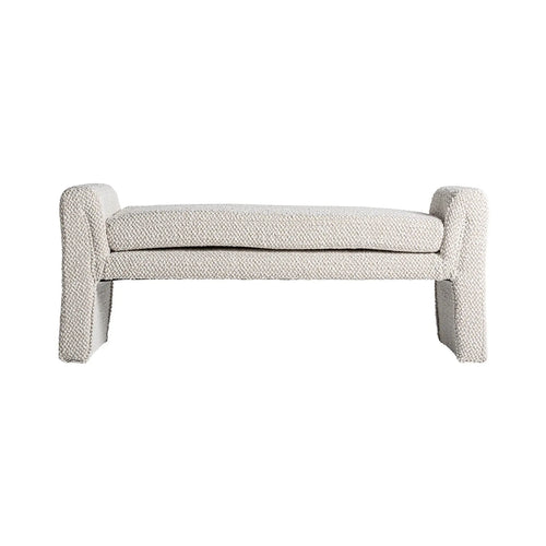 Banc en Coton Bouclé Blanc Cassé IZEGEM - 140 x 44 cm KODU