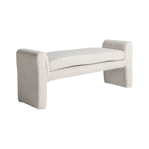Banc en Coton Bouclé Blanc Cassé IZEGEM - 140 x 44 cm KODU