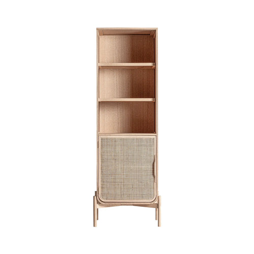 Bibliothèque 1 Porte en Bois de Frêne et Rotin WEURTZ - 60 cm KODU