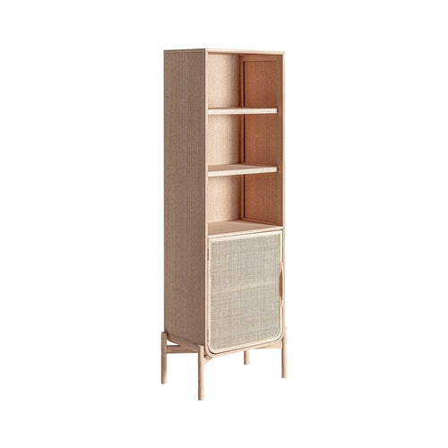 Bibliothèque 1 Porte en Bois de Frêne et Rotin WEURTZ - 60 cm KODU