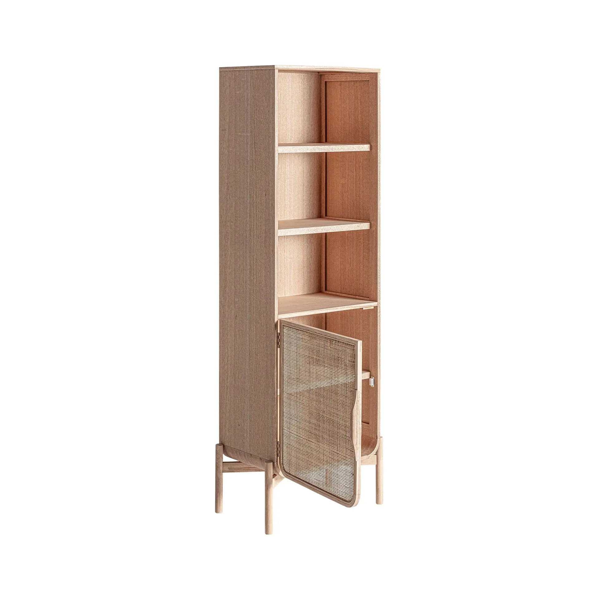 Bibliothèque 1 Porte en Bois de Frêne et Rotin WEURTZ - 60 cm KODU