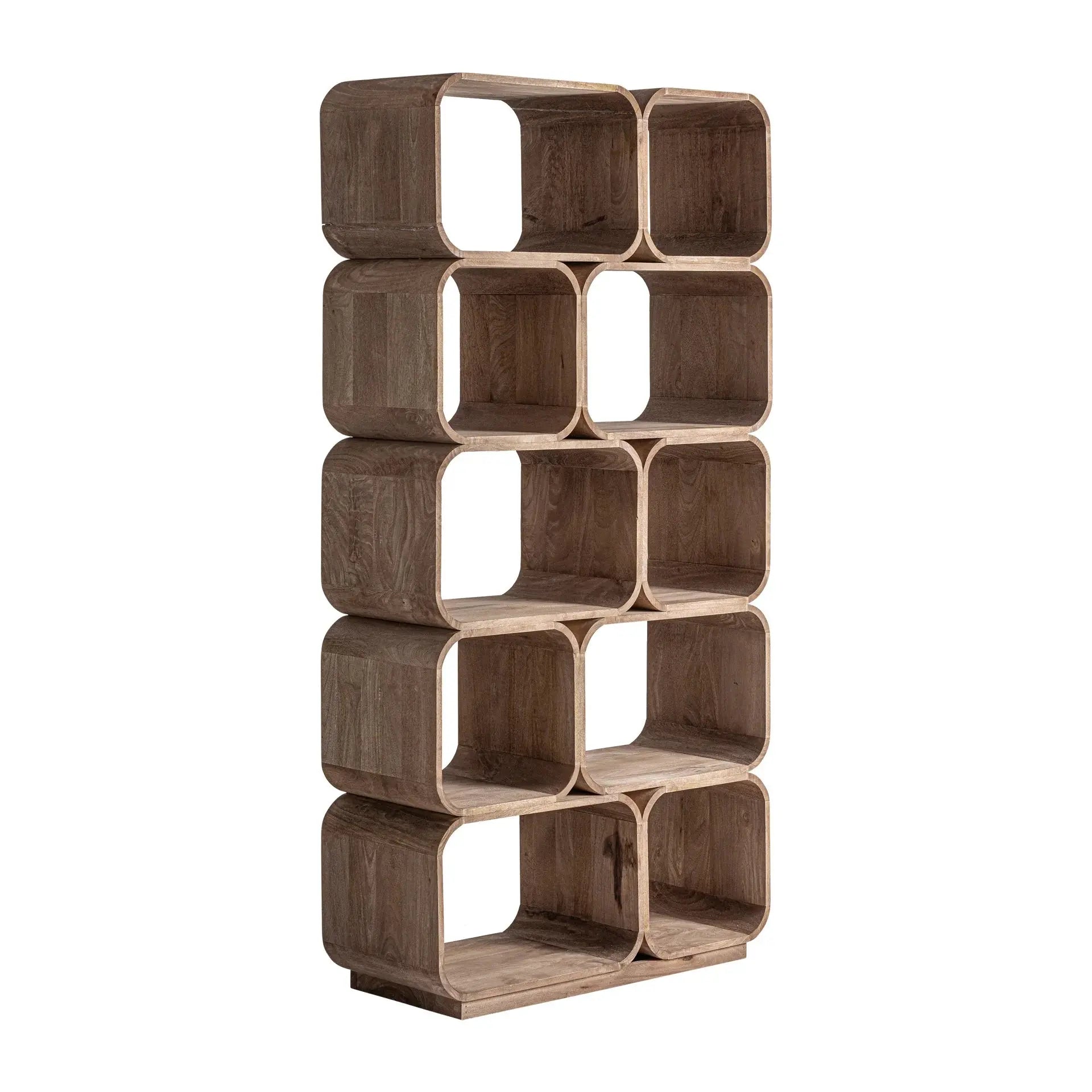 Bibliothèque Asymétrique en Bois de Manguier Marron GRID - 202 cm KODU