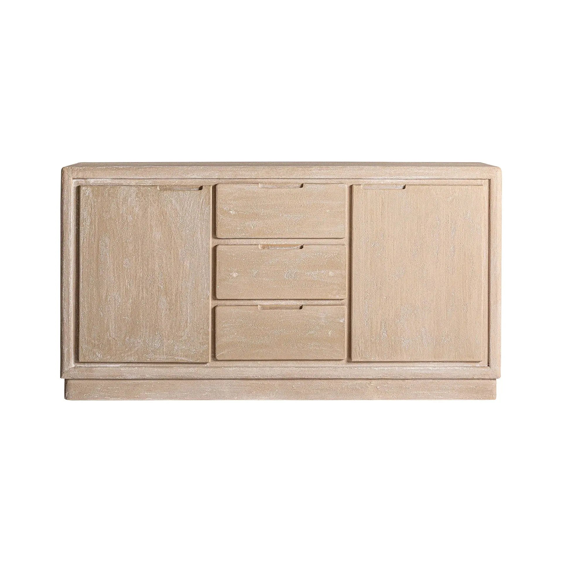 Buffet 2 Portes 3 Tiroirs en Bois Marron Clair WERLE - 150 cm KODU