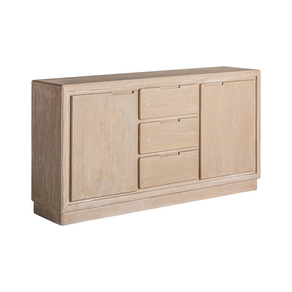 Buffet 2 Portes 3 Tiroirs en Bois Marron Clair WERLE - 150 cm KODU
