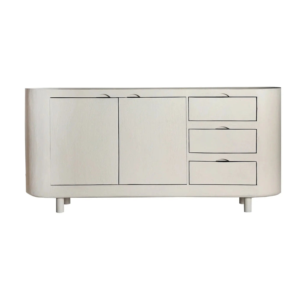 Buffet 2 Portes 3 Tiroirs en Bois de Manguier Blanc Cassé HALSUA - 170 cm KODU
