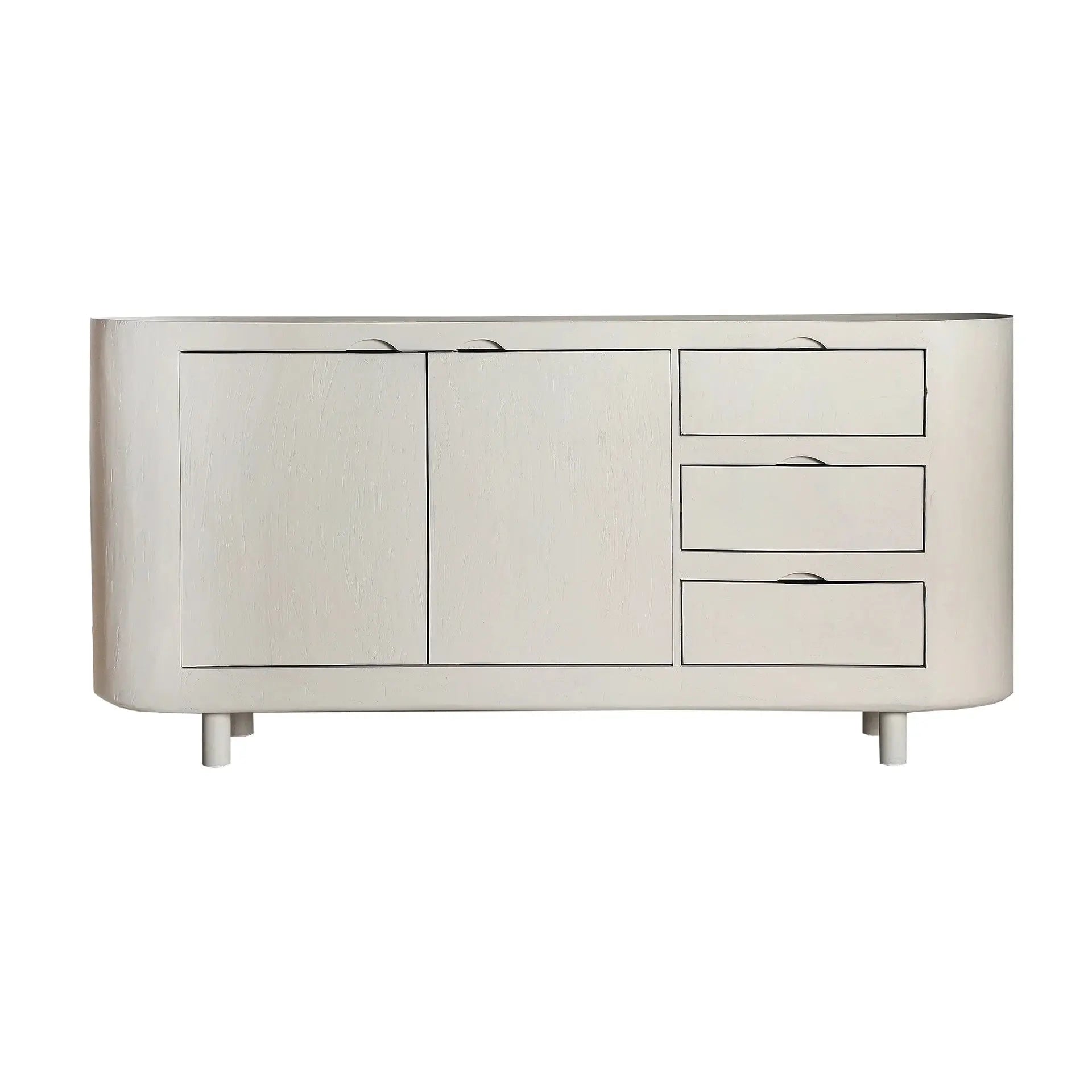 Buffet 2 Portes 3 Tiroirs en Bois de Manguier Blanc Cassé HALSUA - 170 cm KODU
