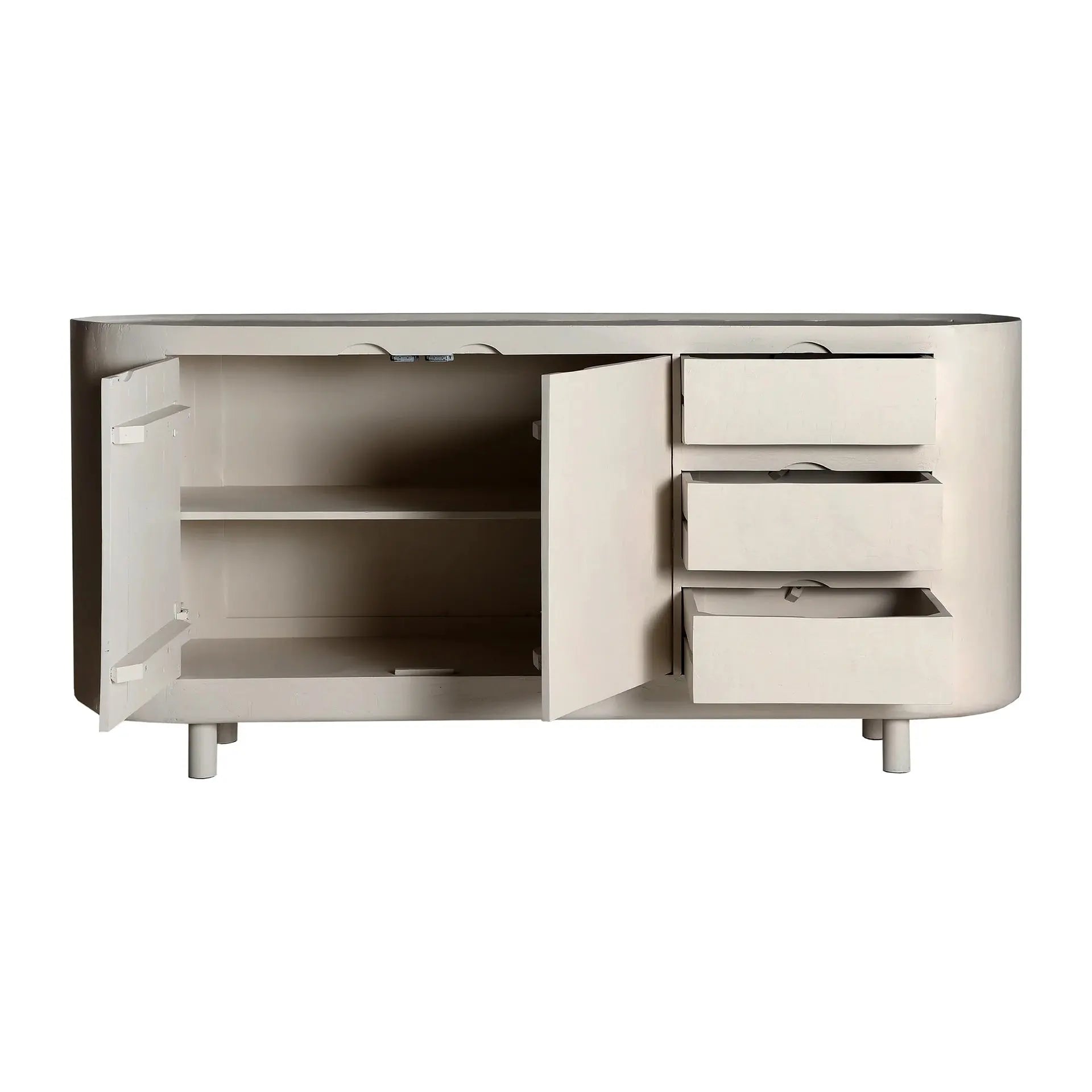 Buffet 2 Portes 3 Tiroirs en Bois de Manguier Blanc Cassé HALSUA - 170 cm KODU