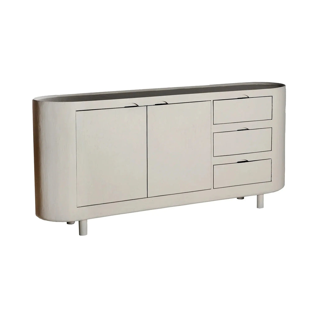 Buffet 2 Portes 3 Tiroirs en Bois de Manguier Blanc Cassé HALSUA - 170 cm KODU