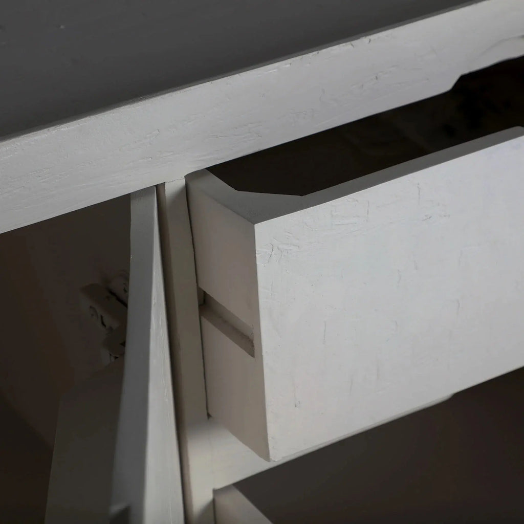 Buffet 2 Portes 3 Tiroirs en Bois de Manguier Blanc Cassé HALSUA - 170 cm KODU