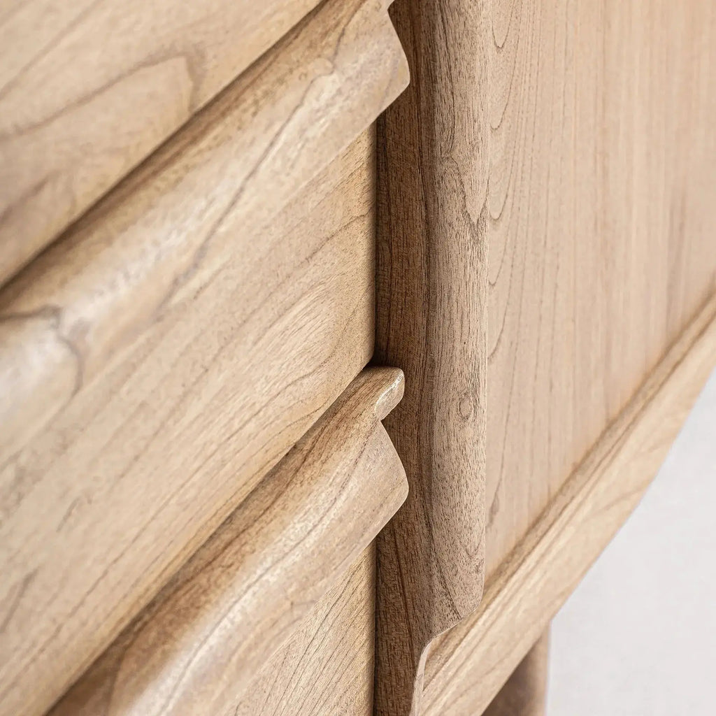 Buffet 2 Portes 3 Tiroirs en Bois de Mindi Brun NYRY - 180 cm KODU