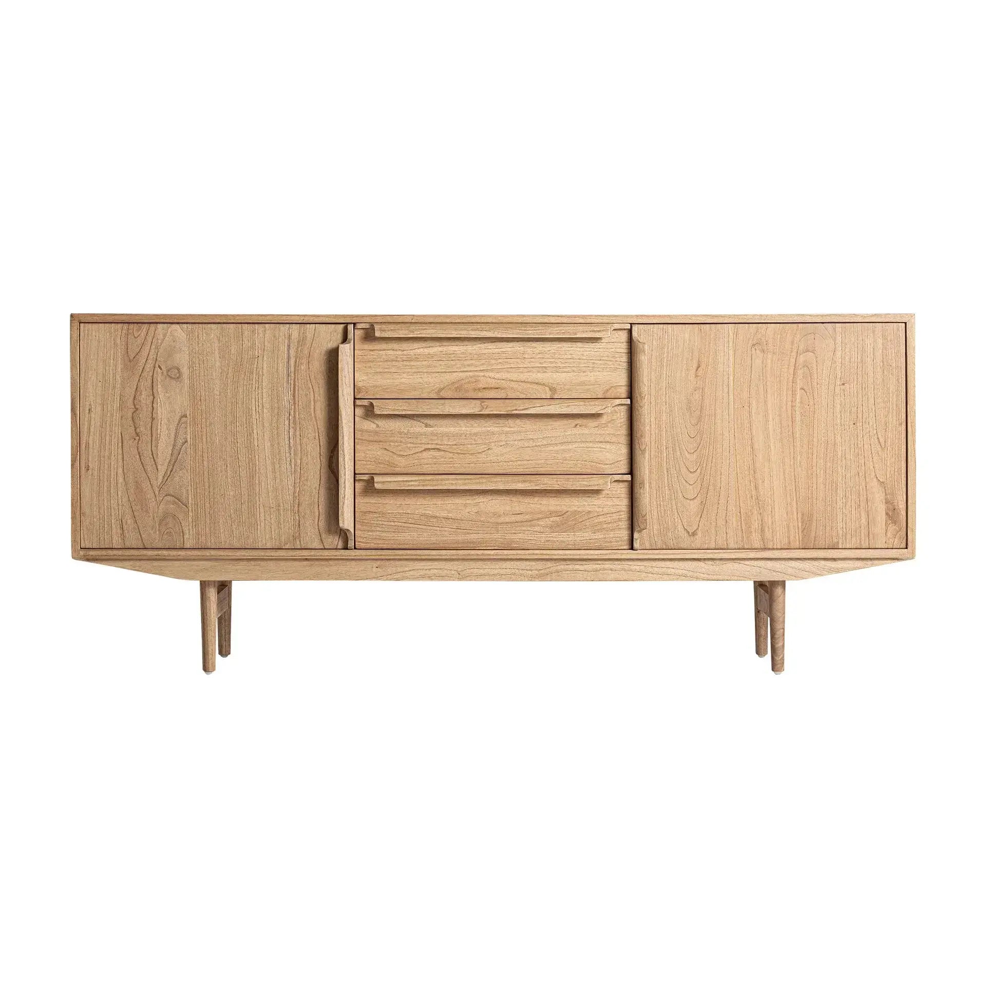 Buffet 2 Portes 3 Tiroirs en Bois de Mindi Brun NYRY - 180 cm KODU