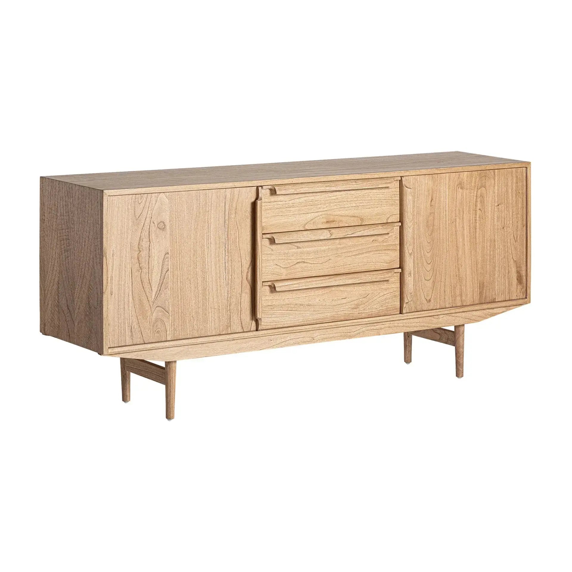 Buffet 2 Portes 3 Tiroirs en Bois de Mindi Brun NYRY - 180 cm KODU