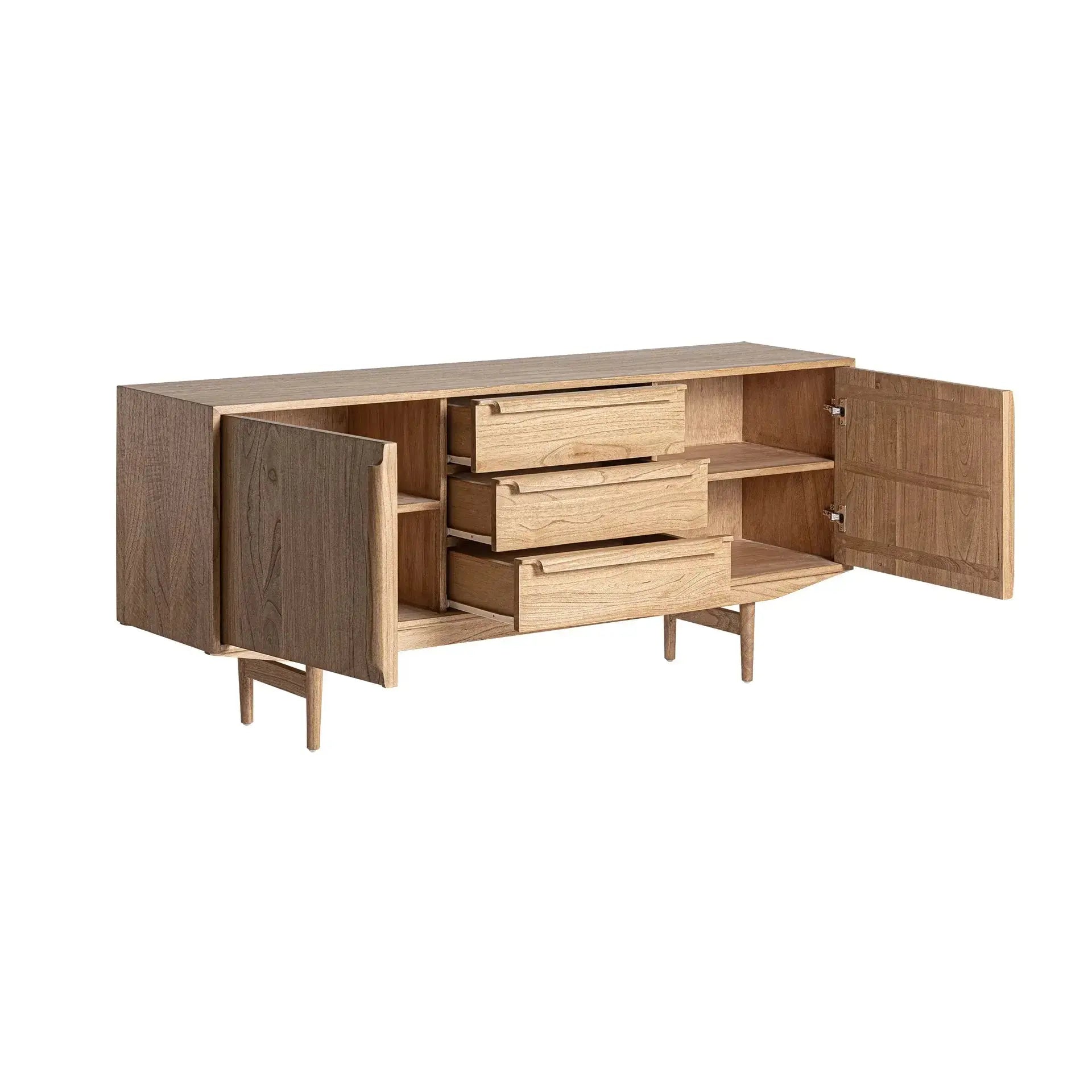 Buffet 2 Portes 3 Tiroirs en Bois de Mindi Brun NYRY - 180 cm KODU
