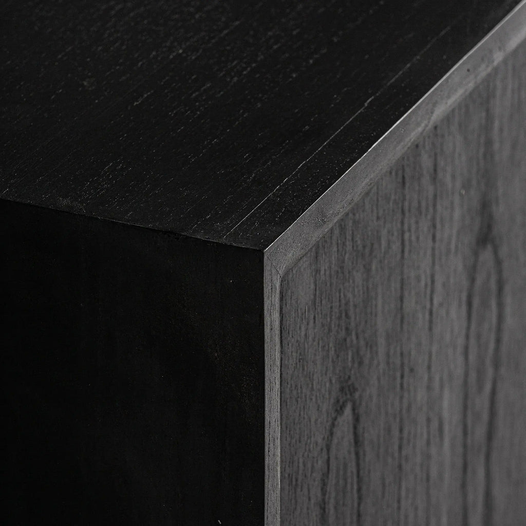 Buffet 2 Portes 3 Tiroirs en Bois de Mindi Noir THIERS - 180 cm KODU