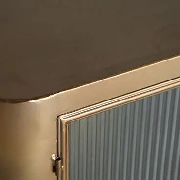 Buffet 2 Portes 4 Tiroirs en Métal Doré et Verre SPESSA - 160 cm KODU
