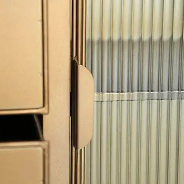 Buffet 2 Portes 4 Tiroirs en Métal Doré et Verre SPESSA - 160 cm KODU